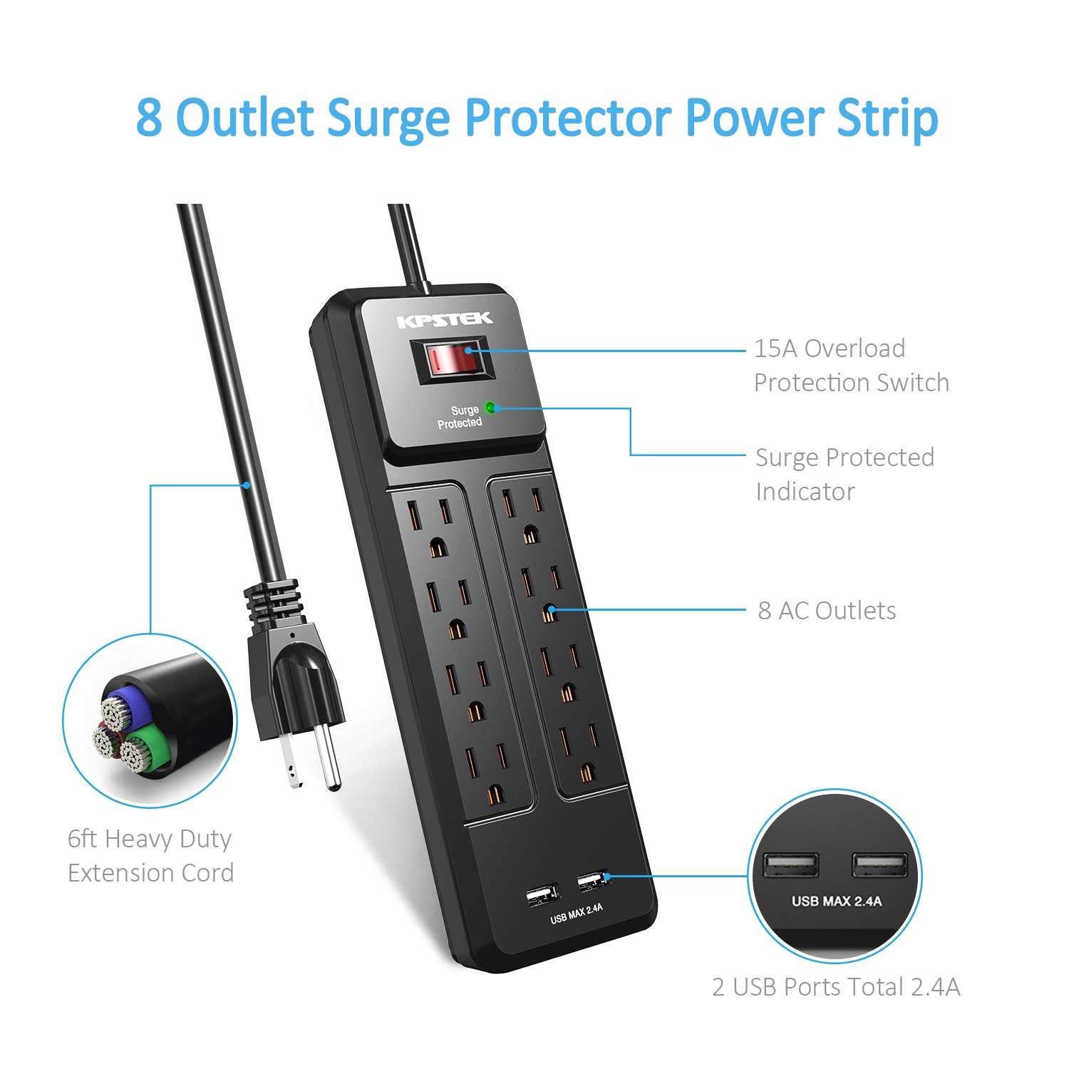 Surge Protector Power Strip - NEW - Image 2